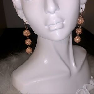 Pink and gold tinsel earrings